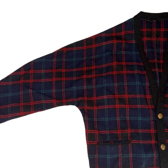 Vintage Pendleton Cardigan Plaid Sweater 100% Virgin Wool Gold Buttons Women's M - Picture 3 of 9